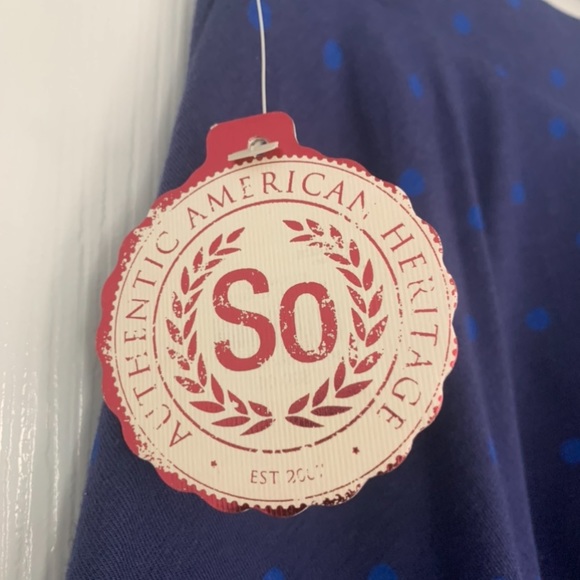 NWT L SO Knit Skater Skirt Navy with Blue Dots - Picture 3 of 5